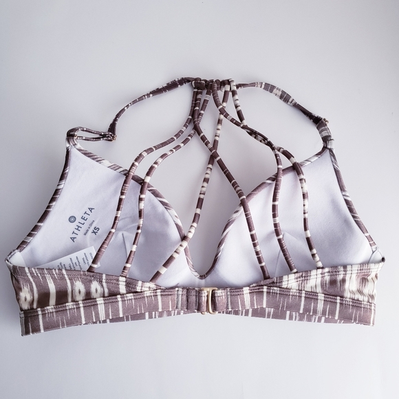 COPY - Athleta Aqualuxe Molded Cup Bikini Swimsuit Top Foxtail Taupe Ikat Print… - Picture 7 of 7
